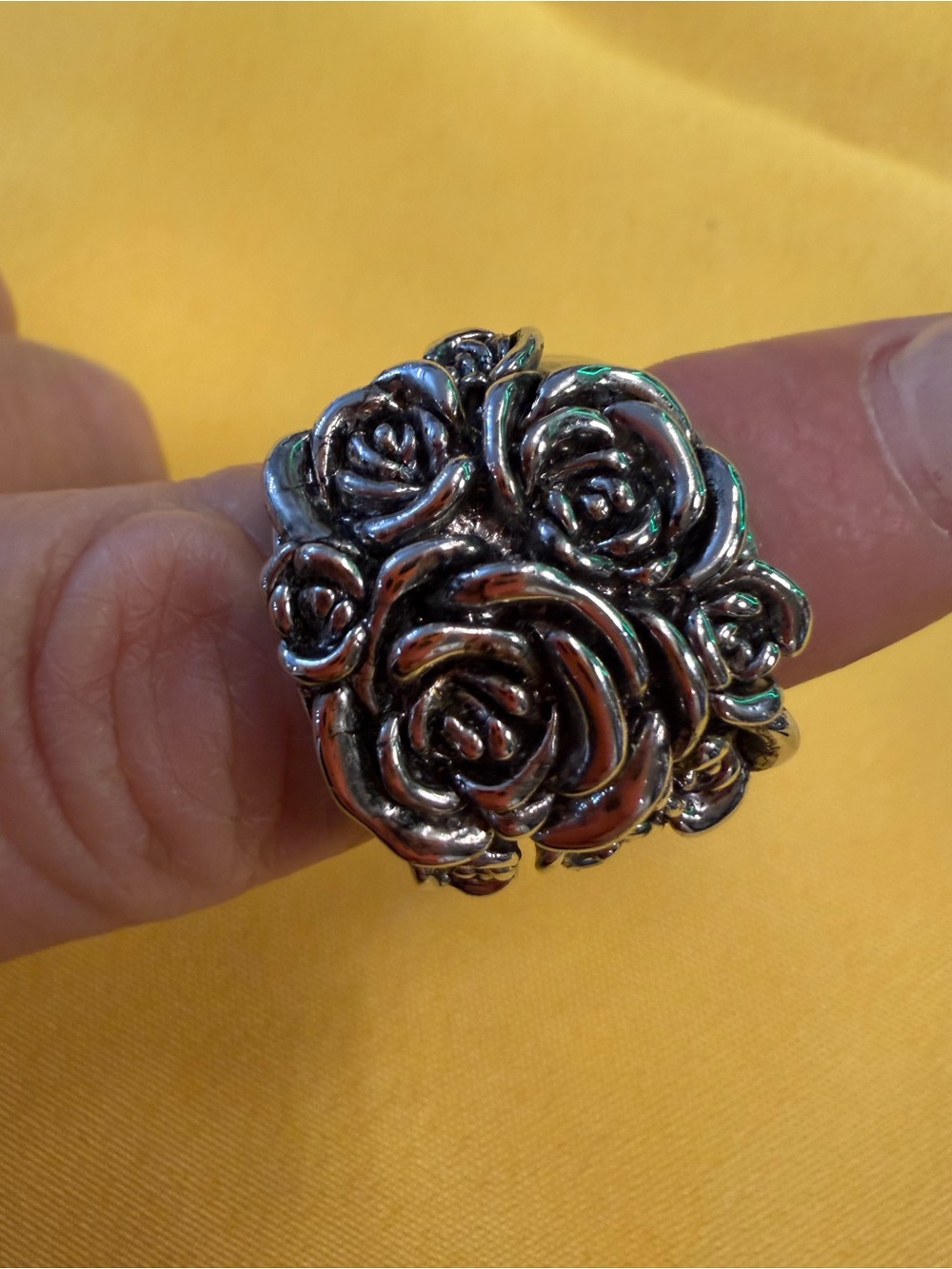 Park Lane Antique Silver-Tone Rose Bouquet Ring – Size 8